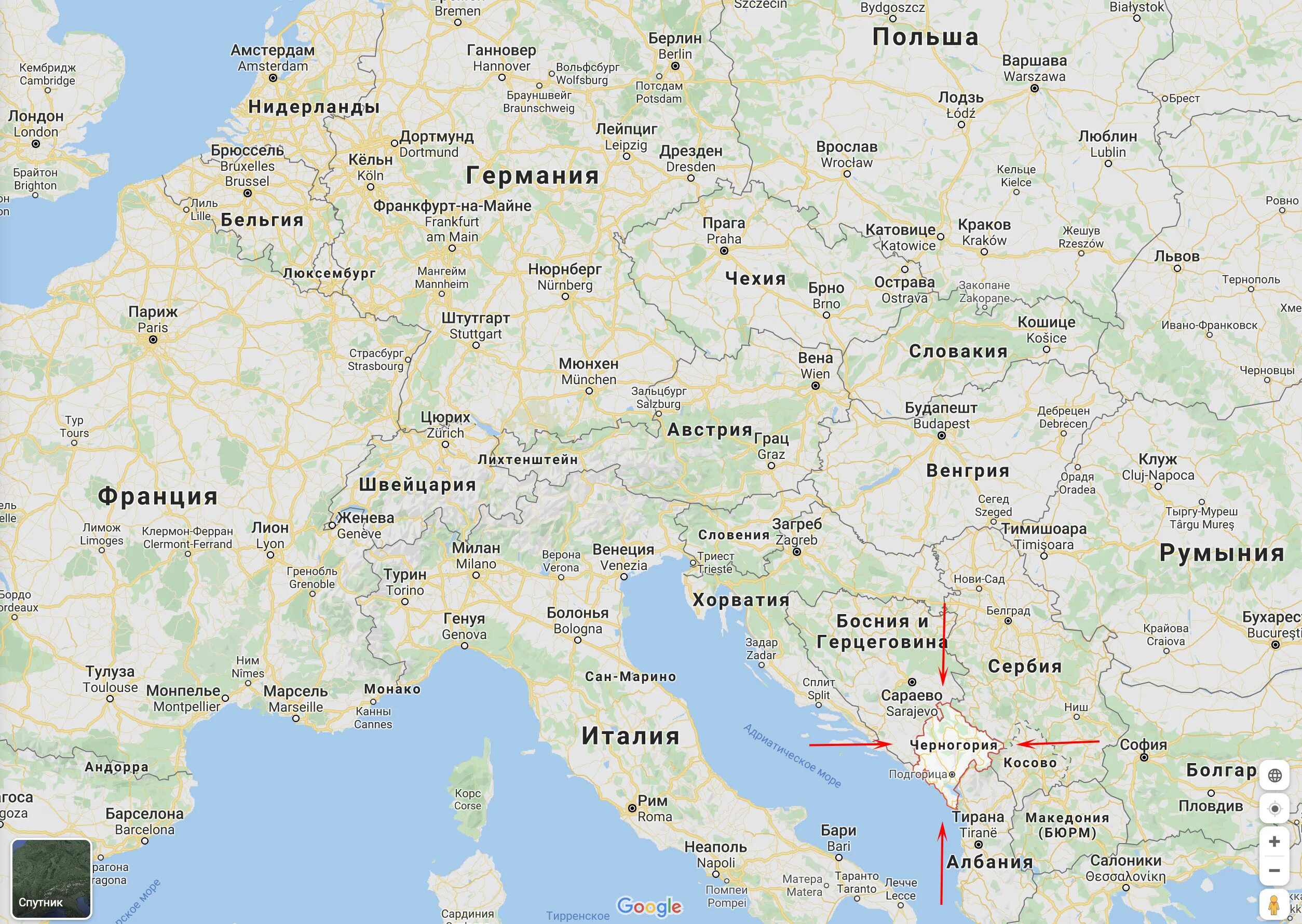 В какой стране находится черногорье. Черногория на карте Европы. Черногория границы на карте. Черногория на карте с кем граничит.