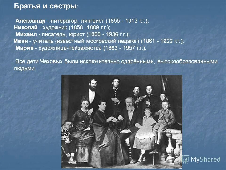 имена детей чехова. антон павлович чехов дети чехова. антон павлович чехов его братья и сестра. антон павлович чехов биография родители. антон павлович чехов дети чехова.