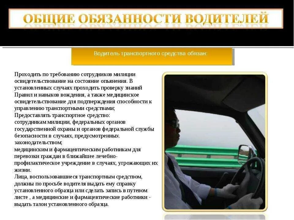 Положение водителей