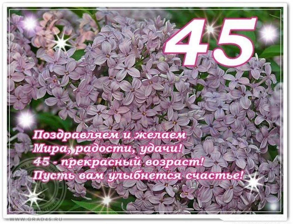 Стихи на день рождения 45 лет. С днём рождения 45 лет. Поздравления с днём рождения женщине 45-летием. Поздравить с 45 летием женщину. Открытка с днём рождения 45.