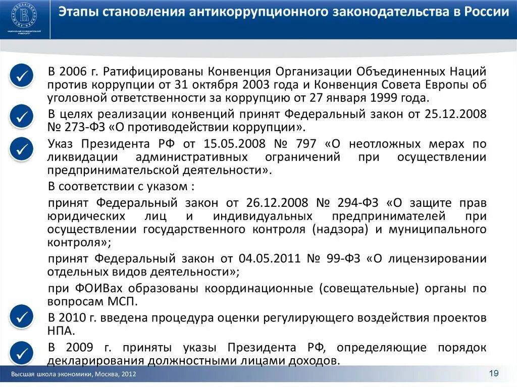 Этапы развития российского антикоррупционного законодательства. Антикоррупционные конвенции. Конвенция ООН против коррупции 2006. Конвенция совета Европы об уголовной ответственности за коррупцию. Ратифицированный рф акт