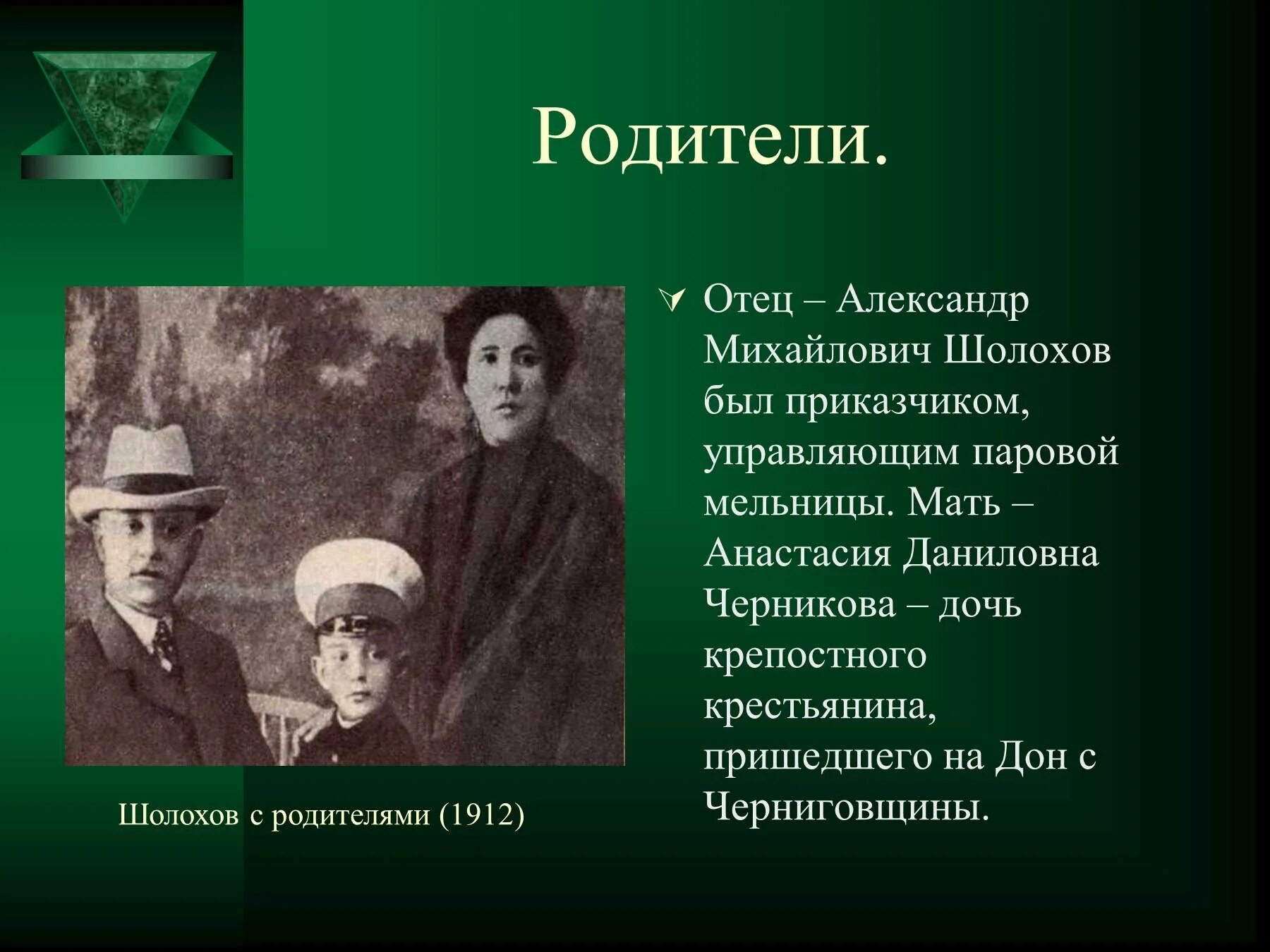 Шолохов жизнь и творчество 11 класс. Отец Михаила Александровича Шолохова. Родители Шолохова Шолохов.