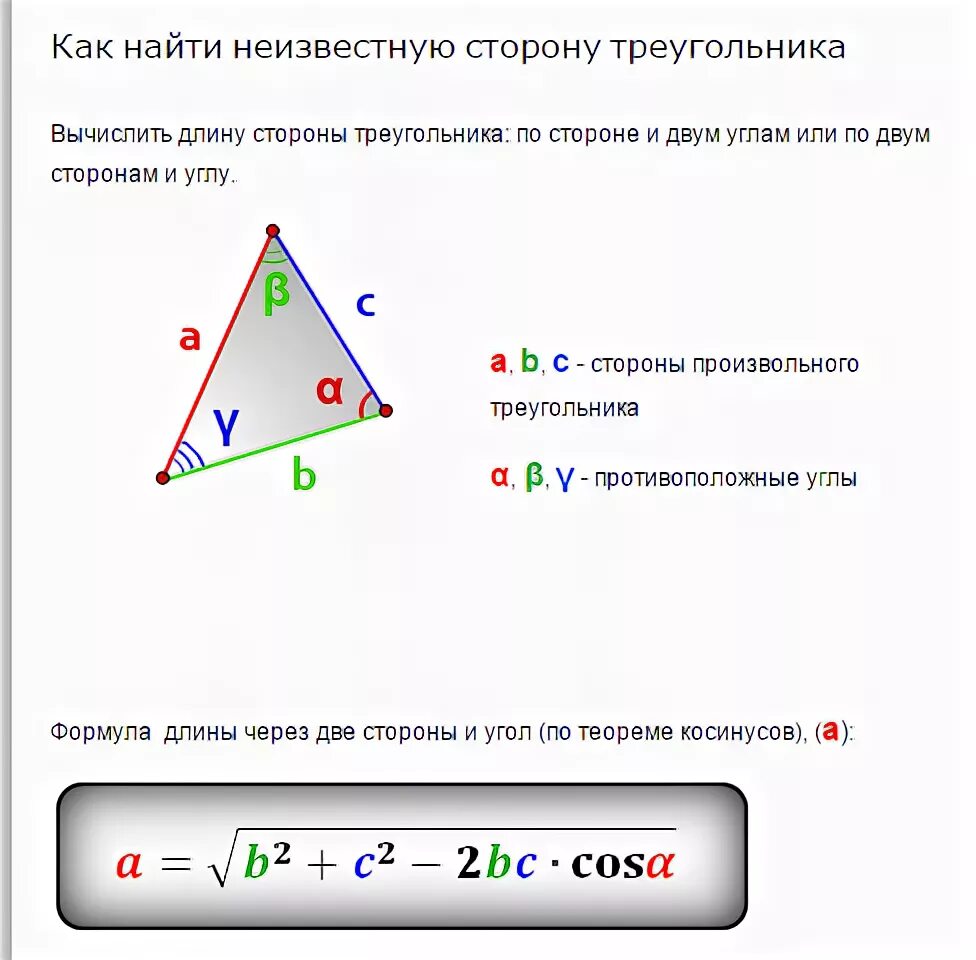 Известны длины сторон треугольника a b c