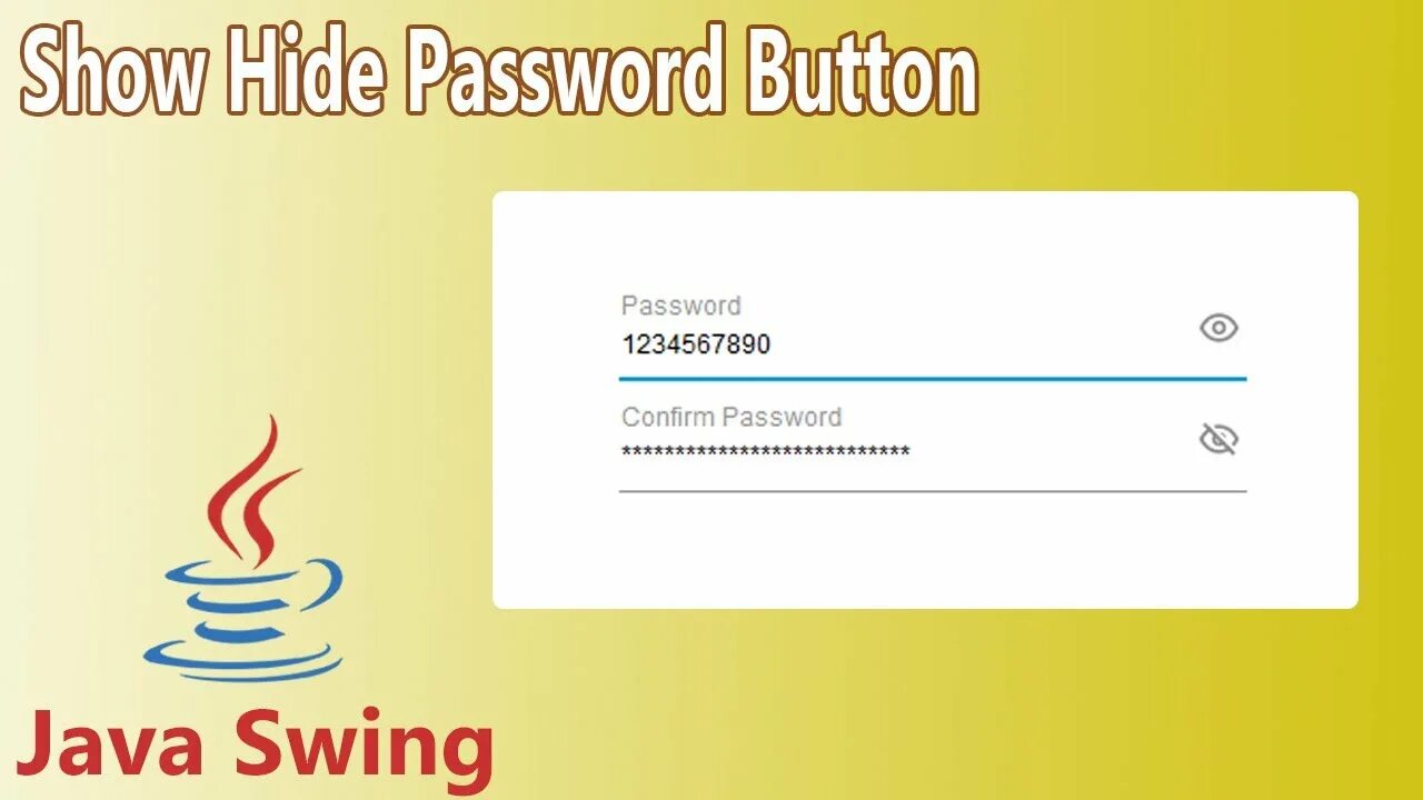 Password field. Java swing. java text. jtextfield java.