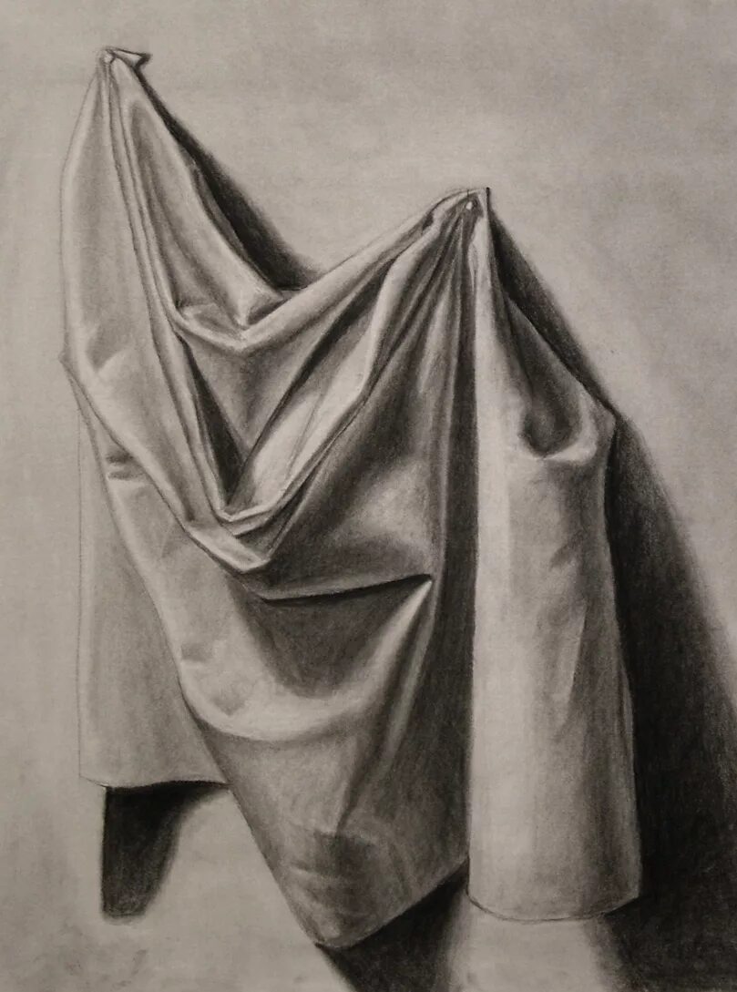 Fabric rendering v1. Human Drapery drawing. Chiaroscuro Practice drawing.