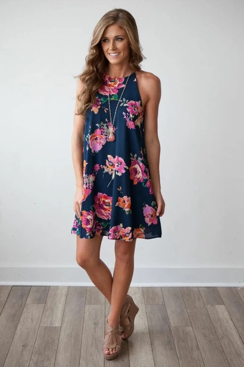 New Women Summer Boho Short Mini Dress Floral Ladies Blackless Lace Holiday Part