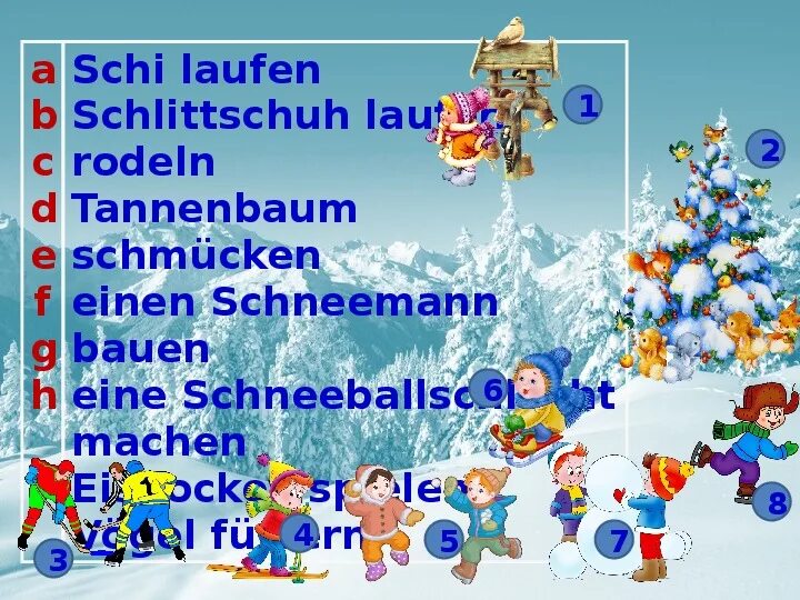 Sind die kinder der. Winterferien. Meine Winterferien презентация. Лексика Winterferien. Немецкий текст meine Winterferien.