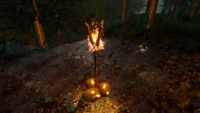 Как приготовить еду в the forest. Костер зе форест. кострище the forest. зе форест большой костер. костер на плоту форест.