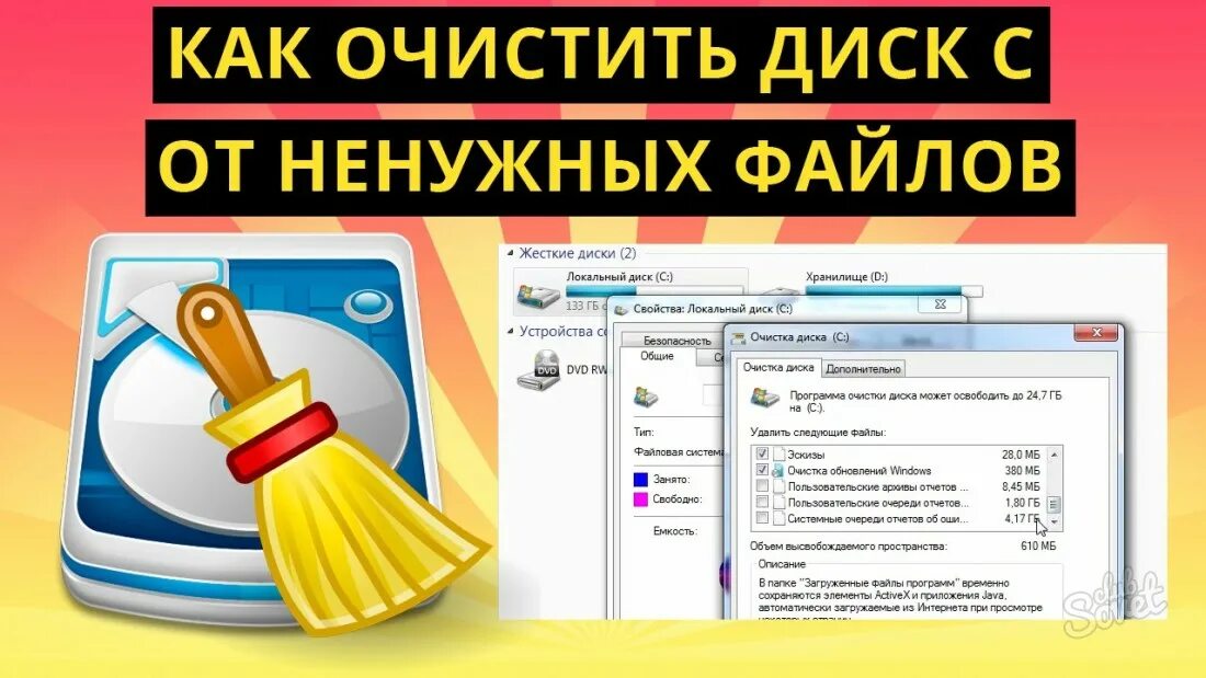 Забит диск с как почистить. Очистка диска. Как очистить диск с. Очистить диск с от ненужных файлов. Чистка ПК от ненужных файлов виндовс 7.