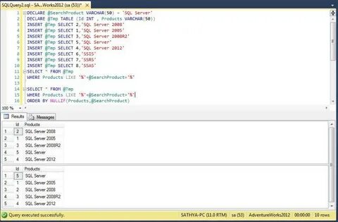 Select from users order by