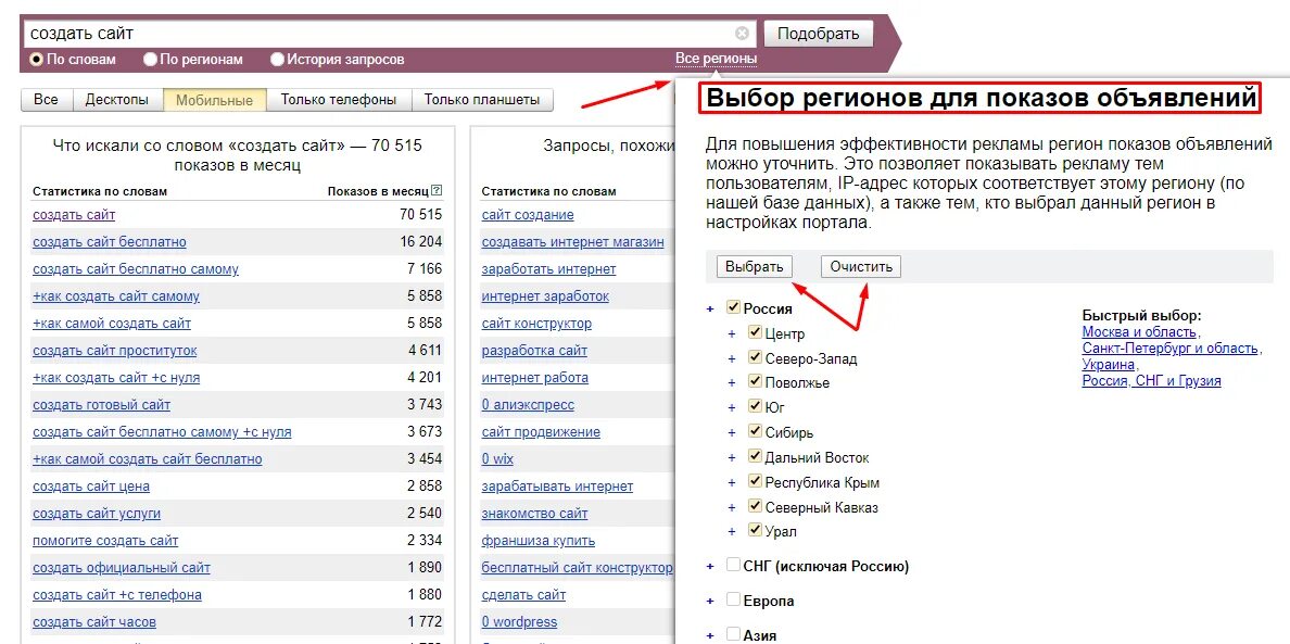 Подобрать запросы для сайта. Статистика запросов в интернете.