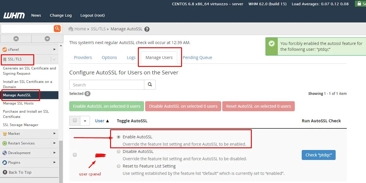 Ssl not enabled. Virtuozzo logo. regenerate ssl server. ssl installation and management support. vzlinux.