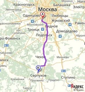 Чехов серпухов расстояние