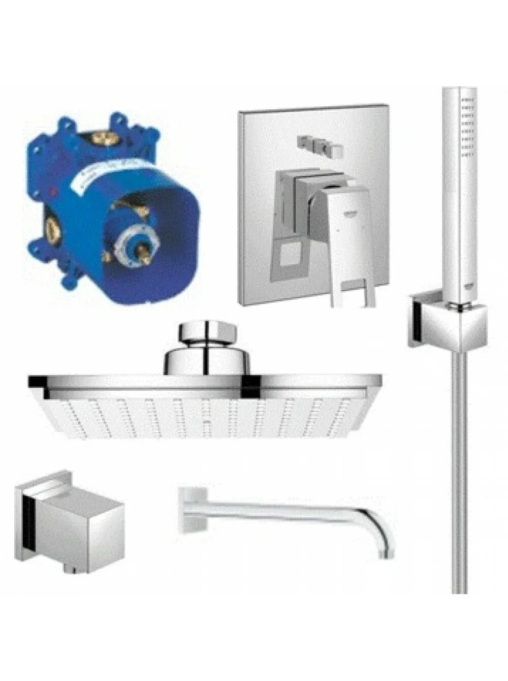 Grohe Eurocube System 150 23409000. Душевая система Grohe Eurocube 234090sb.. Комплект для ванной комнаты Grohe Eurocube 23409 000 (23409000). Душа скрытого grohe