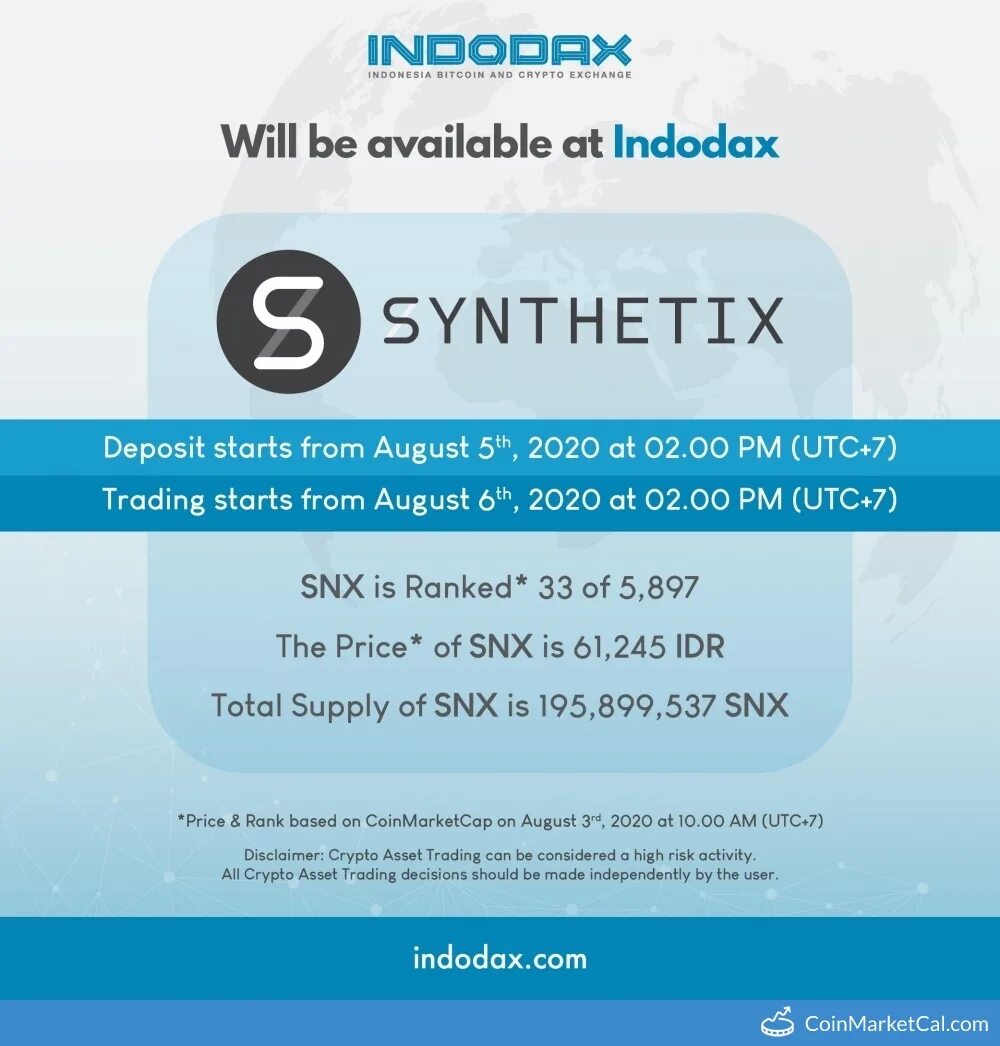 Events com token. Indodax биржа. SNX криптовалюта. Индодакс.