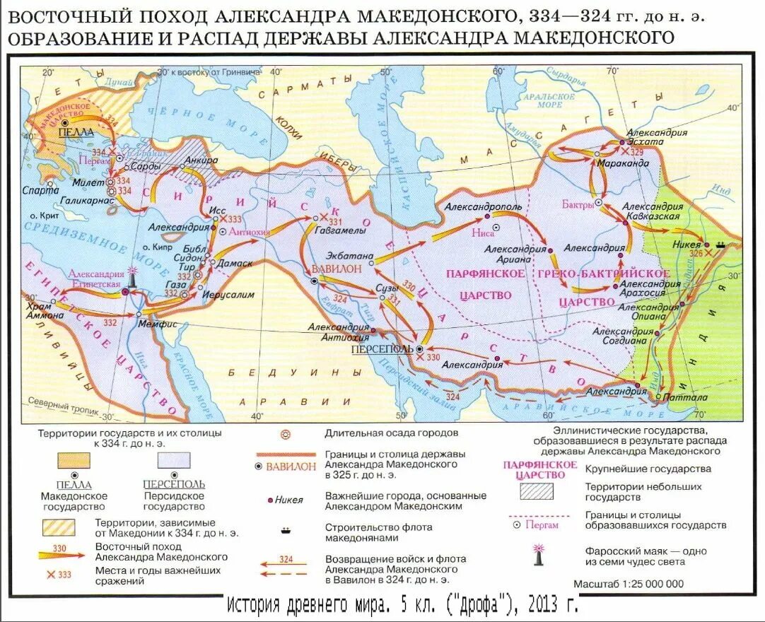 Контурная карта образование и распад державы македонского