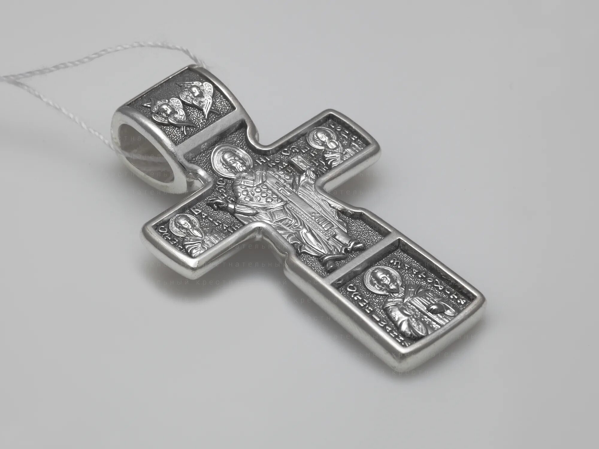 Православное серебро купить. Православный крест с Николаем чудотворцем.