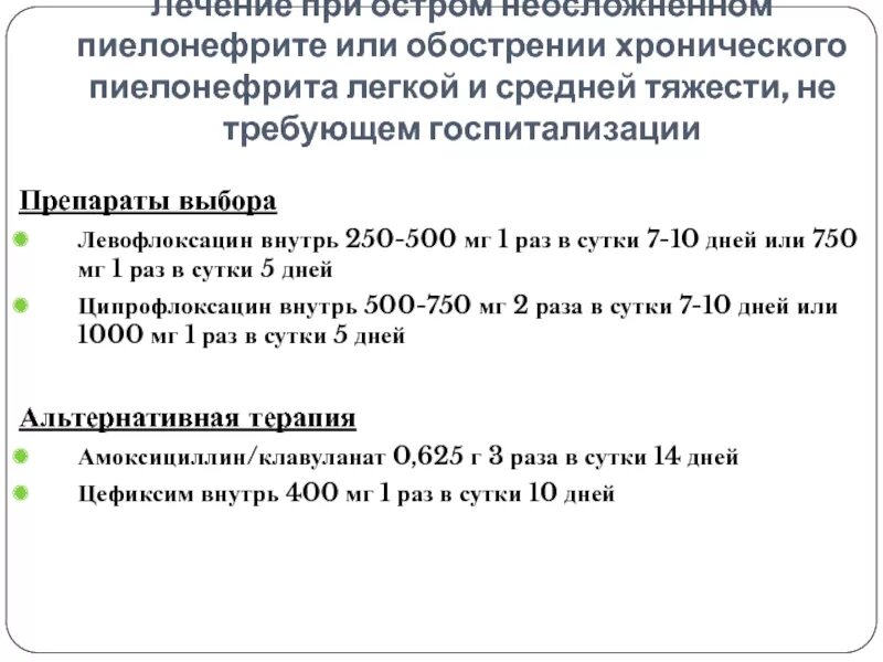 Пиелонефрит стадия обострения. Схема лечения хронического пиелонефрита. Схема лечения хронического пиелонефрита препаратами. Схема лечения острого пиелонефрита. Лечение острого неосложненного пиелонефрита.