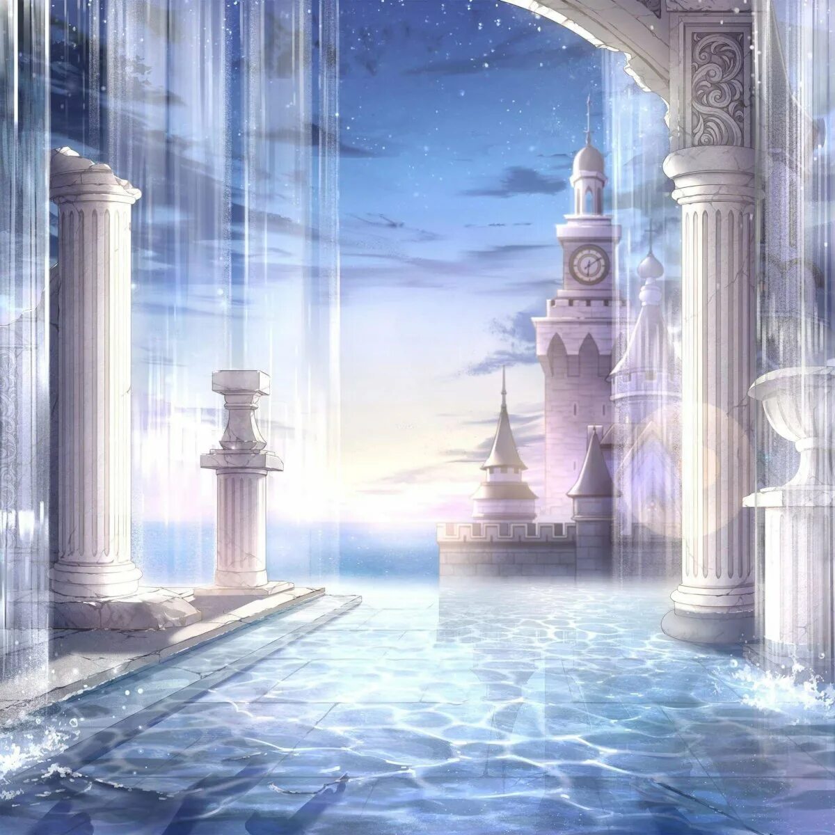 Дворец фэнтези арт kazumasa uchio. Королевство азерот арт дворец. Небо фэнтези. Рай дворцы. Змиулан часодеи.