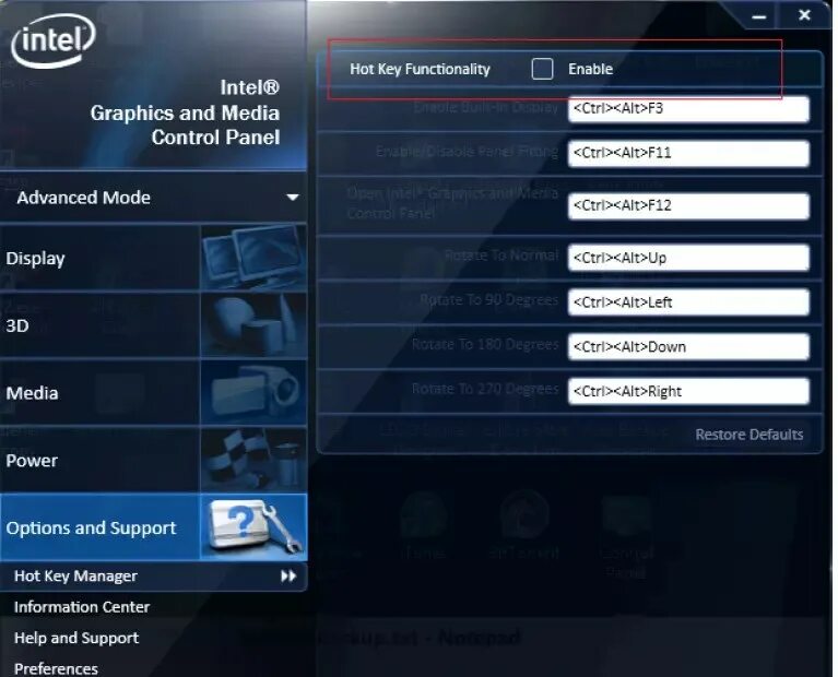 Intel Graphics Control Panel параметры. Intel Graphics Control Panel новый. Поворот экрана горячие клавиши Intel. Расширенные настройки Intel.