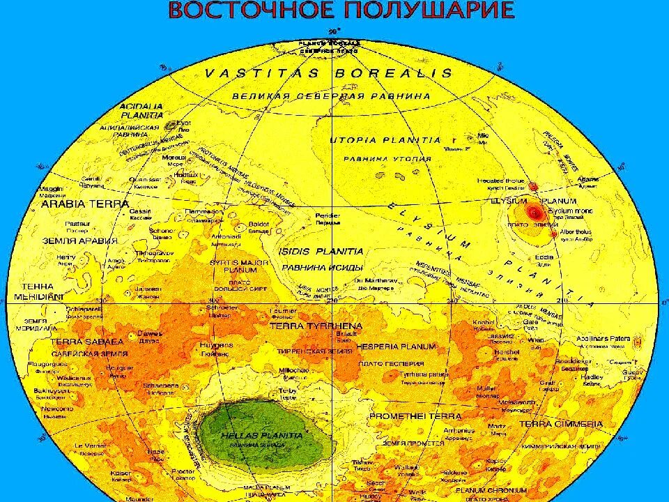 Карта полушарий Марса. Северное полушарие Марса. Восточное полушарие. Карта Марса.