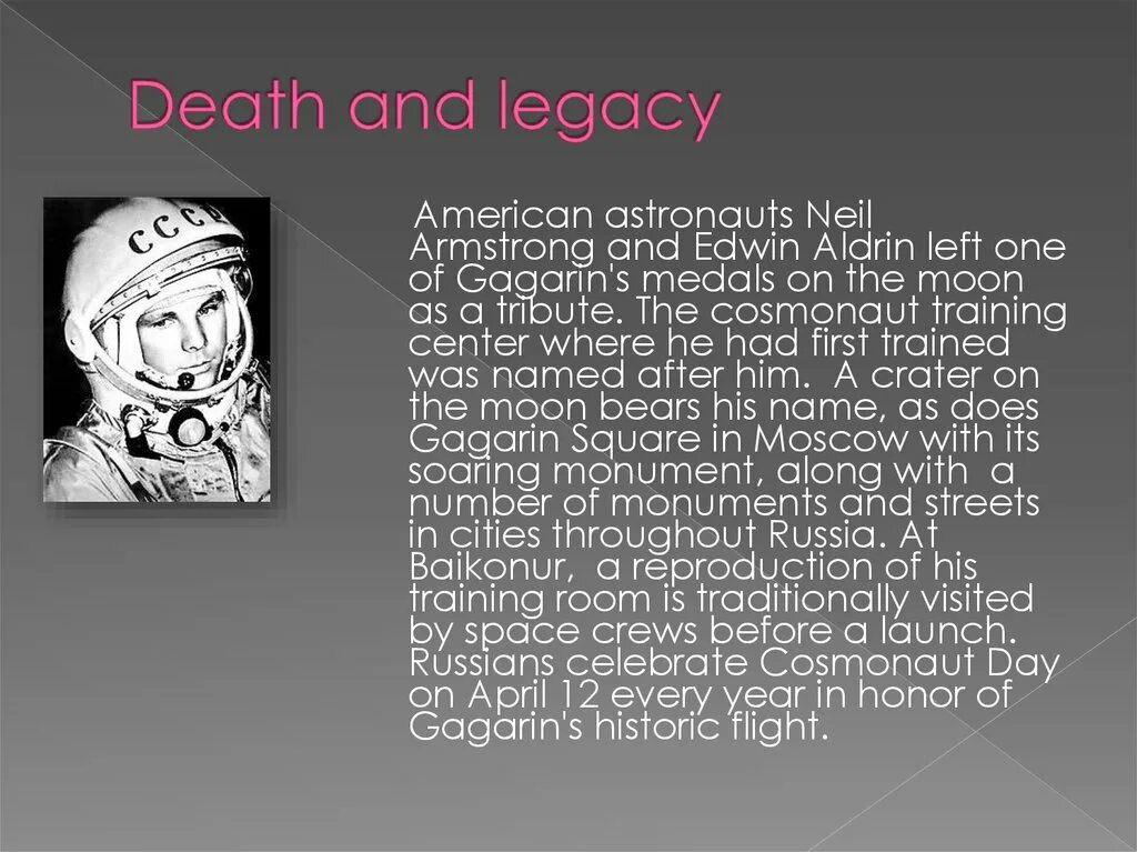 Гагарин презентация по английскому. Биография Юрия Гагарина на английском. Презентация о Гагарине на английском.