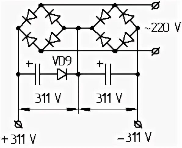 Схема удвоителя напряжения на диодах и конденсаторах. Умножитель напряжения схема удвоитель. Удвоитель напряжения схема. Двухполупериодный выпрямитель умножитель напряжения схема.