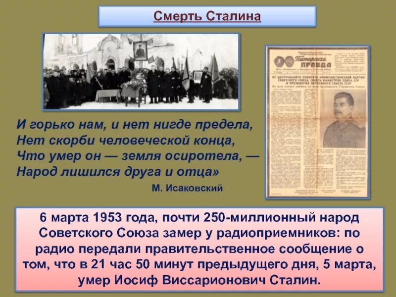 Доклад сталина 6 ноября выпустили на чем. Смерть Сталина презентация. Презентация на тему смерть Сталина. Смерть Сталина и настроения в обществе. Смерть Сталина презентация 11 класс.