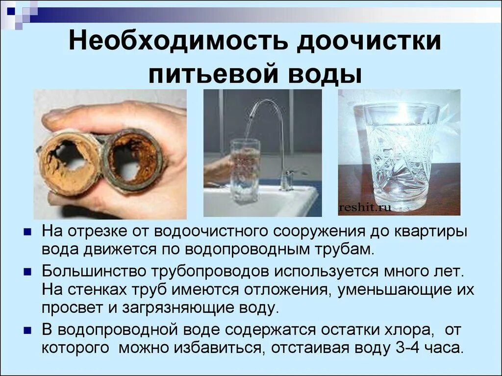 Сравнение питьевой воды до и после очистки. Очистка водопроводной воды. Необходимость доочистки воды. Способы очистки водопроводной воды. Очистка воды презентация.