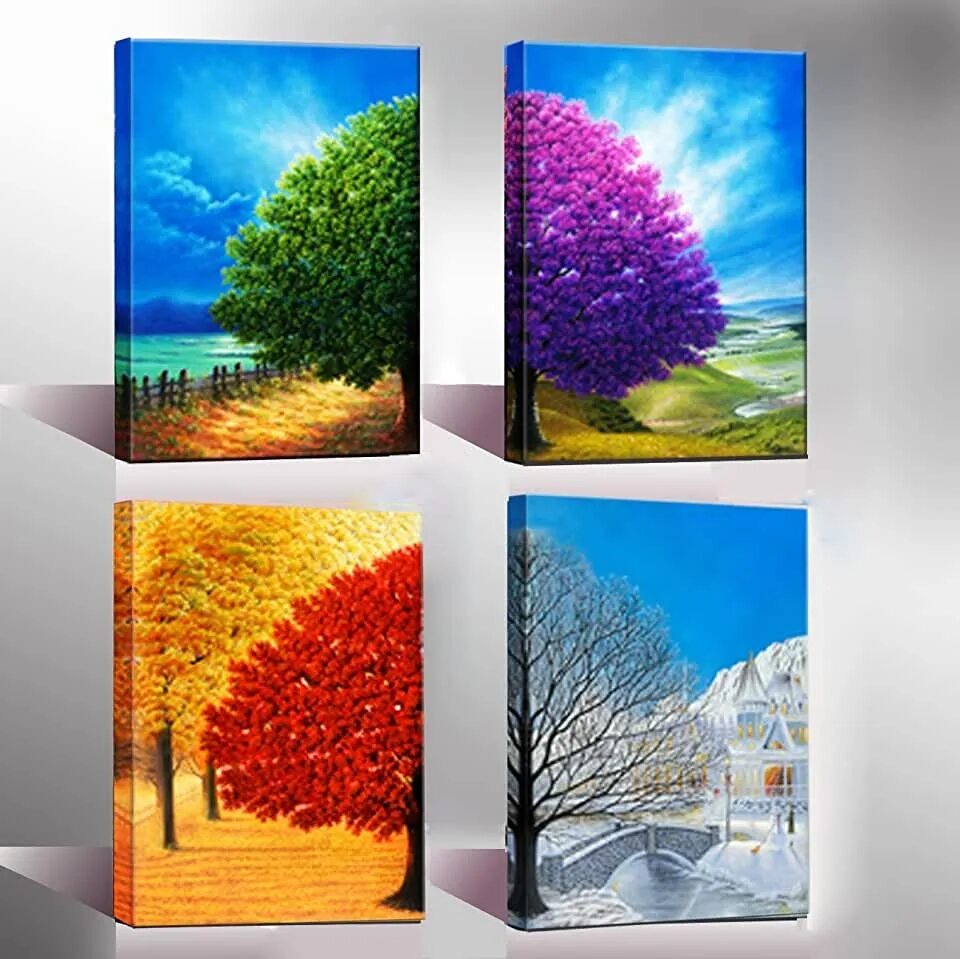 Картины 4 лет. 4сезона дерево триптих. Четыре сезона картина. Четыре времени года живопись. Картина времена года.
