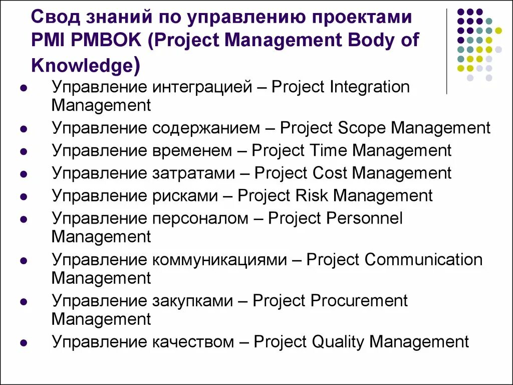 Свод знаний по управлению проектами. PMBOK - Project Management Body of Knowledg