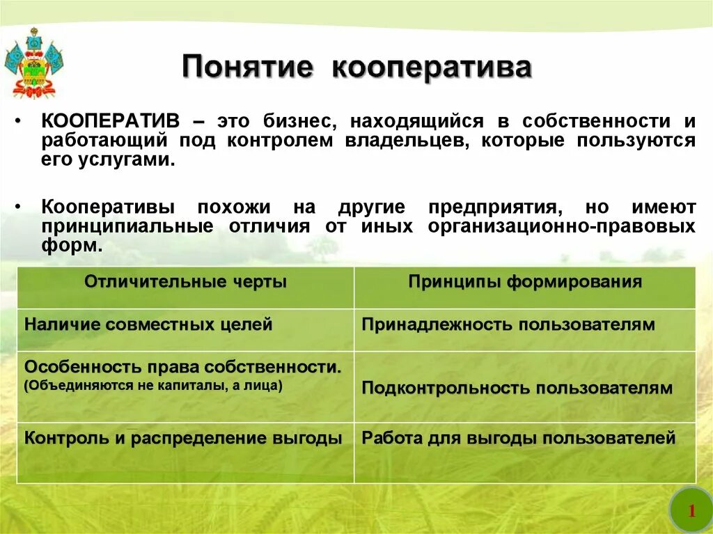 Формы сельхозпредприятий. Формы сельскохозяйственной кооперации. Органы управления потребительского кооператива. Признаки сельскохозяйственного кооператива. Кооперативная форма собственности