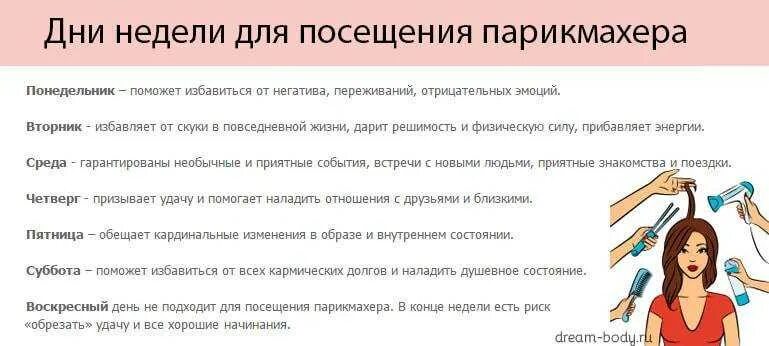 В какой день нельзя стричь волосы женщине. Стрижки по дням недели значение для женщин. Стрижка волос по дням недели. Когда можно постртгать волос. Лучший день недели для стрижки волос.