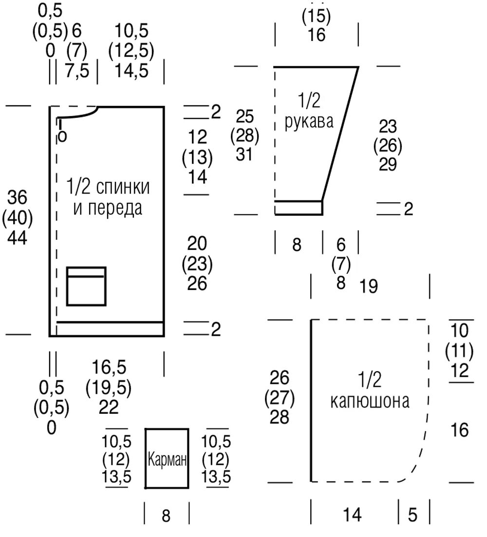 Кофта с капюшоном схемы