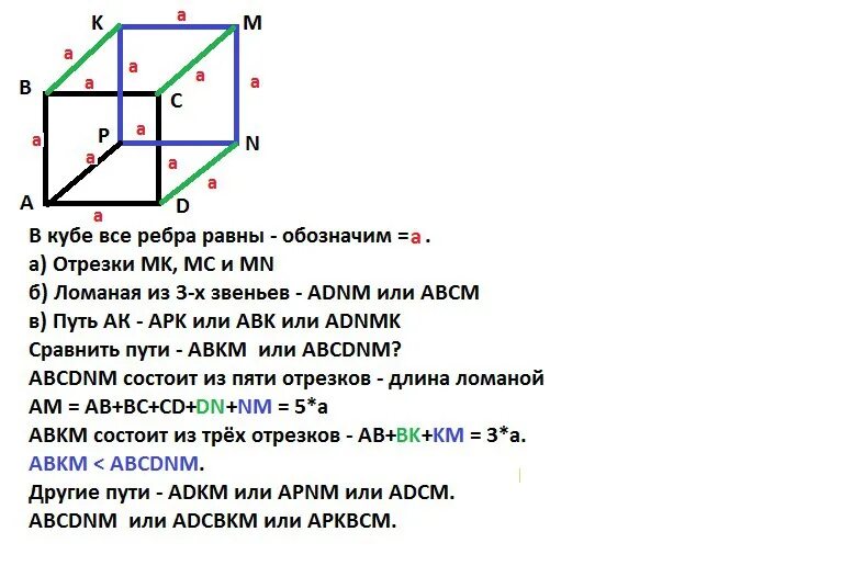 Ребро куба равно 5 м