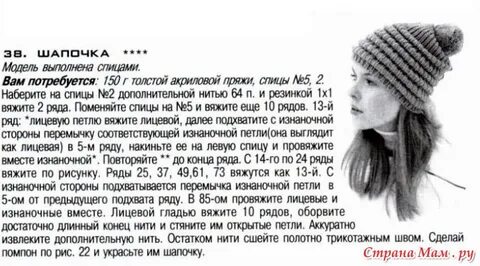 Описание зимней шапки женскую