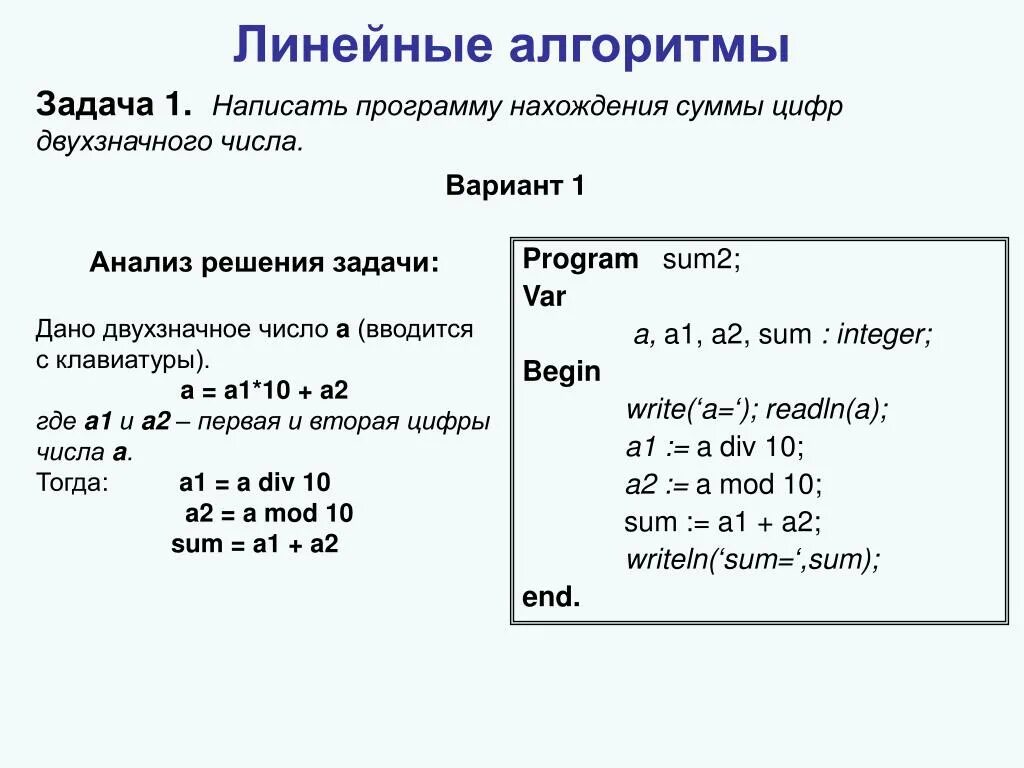 Линейные задачи Паскаль 8 класс. Pascal задачи линейный алгоритм. Линейные программы на Паскале. Алгоритм программы пример Паскаль.