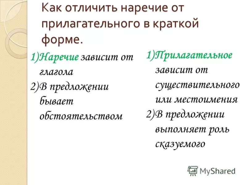 От какого слова зависит прилагательное. Как отличить наречия от прилагательных.