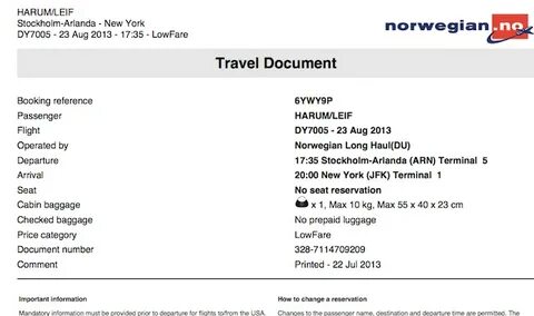 Booking reference number