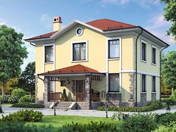Купить проект дома в москве Проект кирпичного дома Catalog-Plans-45-64NKL (244,93кв.м, 14,24x12,74м, кирпич
