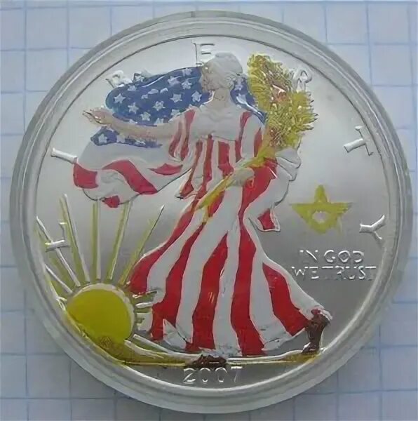 Шагающая Свобода 1 доллар цветная. Шагающая Свобода 1 доллар США серебро. Серебрянный доллар 2007 шагающая Свобода. Монета США шагающая Свобода цветная Сатурн.