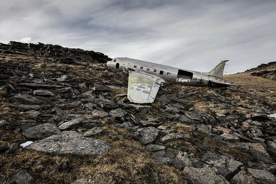 Having crashed plane
