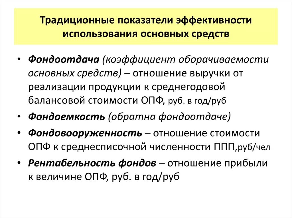 Организация анализа эффективности использования основных