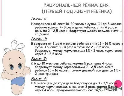 Какой режим у месячного ребенка