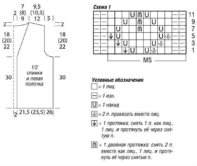 Схема жилетки связанной спицами
