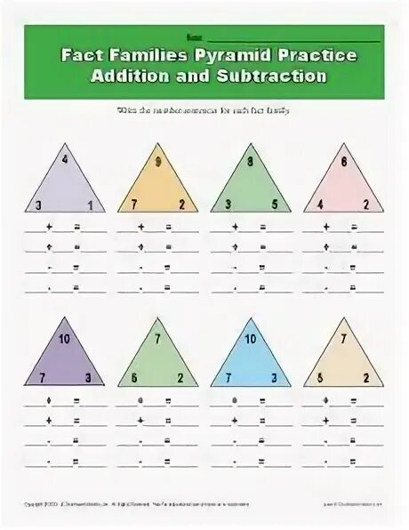 Fact families. Math Pyramid Multiplication. Cutting Practice Pyramid.