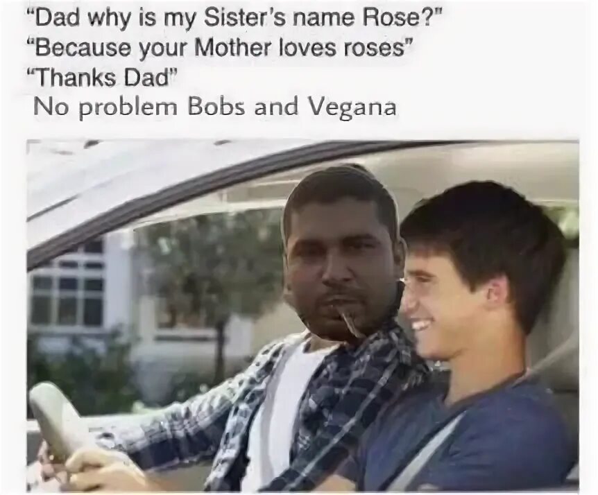 My sisters name is. Bobs and vegana. vegan meme. bobs and vegana что это мем. why my sister name rose.