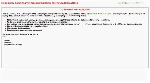 Certificate Issued to whom it May concerned example.