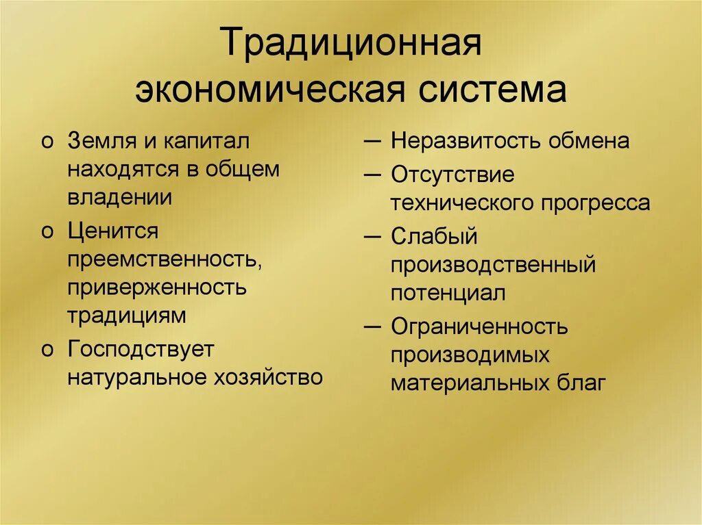 Виды традиционной экономики