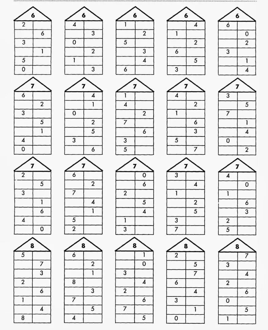 Домики чисел для 1 класса. Домики чисел для 1 класса